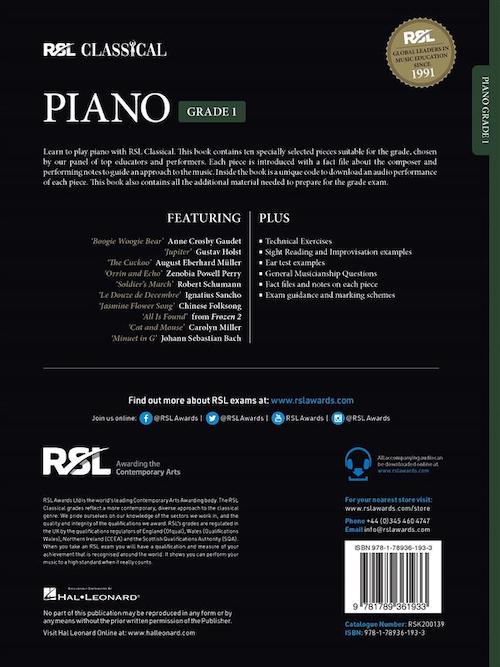 RSL Classical Piano Grade 1 (2021) Rockschool RSK200139