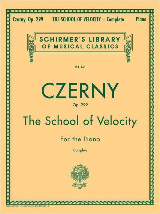 Carl Czerny School of Velocity Op.299 Schirmer's Library Piano Studies