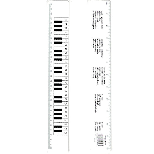 Piano Keyboard Ruler 30cm 12in C/W Musical Terms 5035510015935