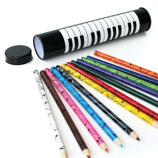12 Colour Pencils In Keyboard Tin Musical Gift TFLMUT0349