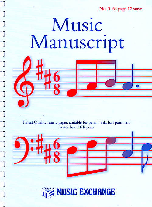 Music Manuscript No. 3. 64 page 12 stave spiral bound book A4 Size 0307402