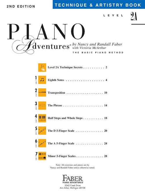 Piano Adventures Technique and Artistry Level 2A Music Tutor Book